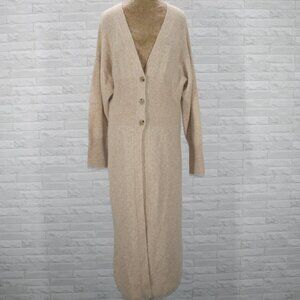 ZARA Coat Sweater Wool Blend Duster Cardigan Pastel Tan Neutral Ribbed Medium